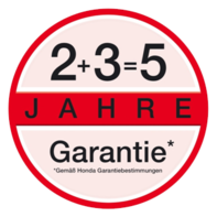 Logo 2+3=5 jahre Garantie.