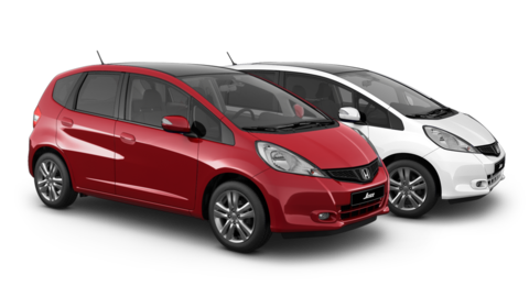 roter und wei&szlig;er Honda Jazz