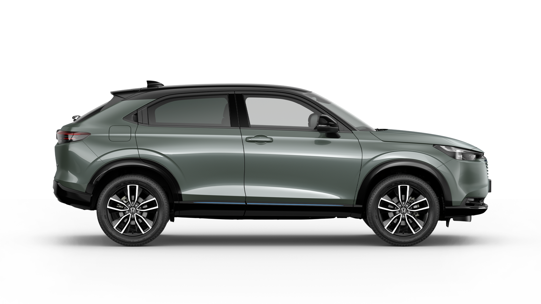Seitenansicht eines weißen Honda HR-V Hybrids
