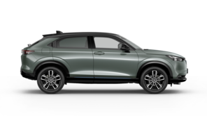 Seitenansicht eines weißen Honda HR-V Hybrids