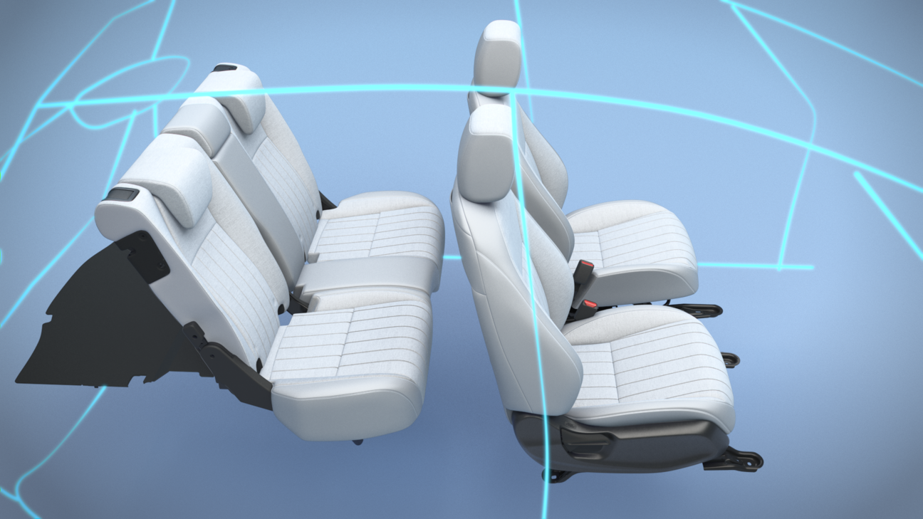 Honda Jazz Hybrid – Sitze im Wireframe-Fahrzeugmodell