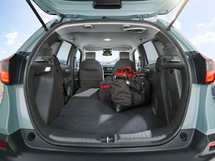 Honda Jazz Kofferraum mit umgeklappten Rücksitzen für mehr Stauraum