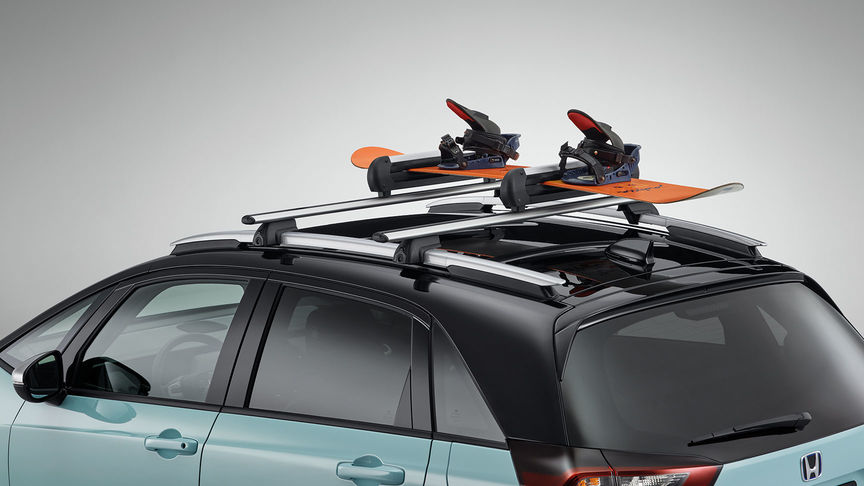 Honda Jazz Hybrid, Nahaufnahme des Ski- und Snowboardträgers