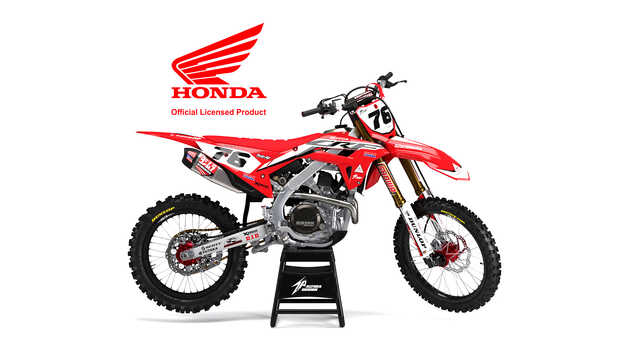 Seitenansicht Honda Motorräder mit Dekors einer Werksrennmaschine.