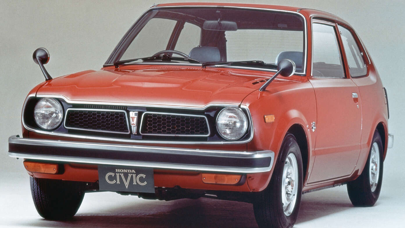 Originalmodell des Honda Civic, 3/4-Frontansicht.