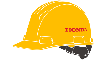 gelber Sicherheitshelm mit Honda-Logo