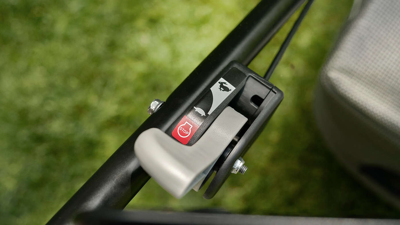 Honda HRN-Hydrostat-Getriebe, Nahaufnahme.