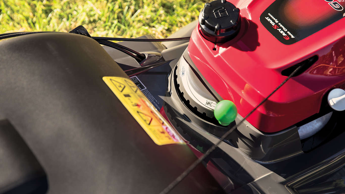 Honda HRX-Rasenmäher, variables Mulchsystem, Nahaufnahme.