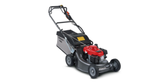 Honda lawnmower, front three quarter, right facing.