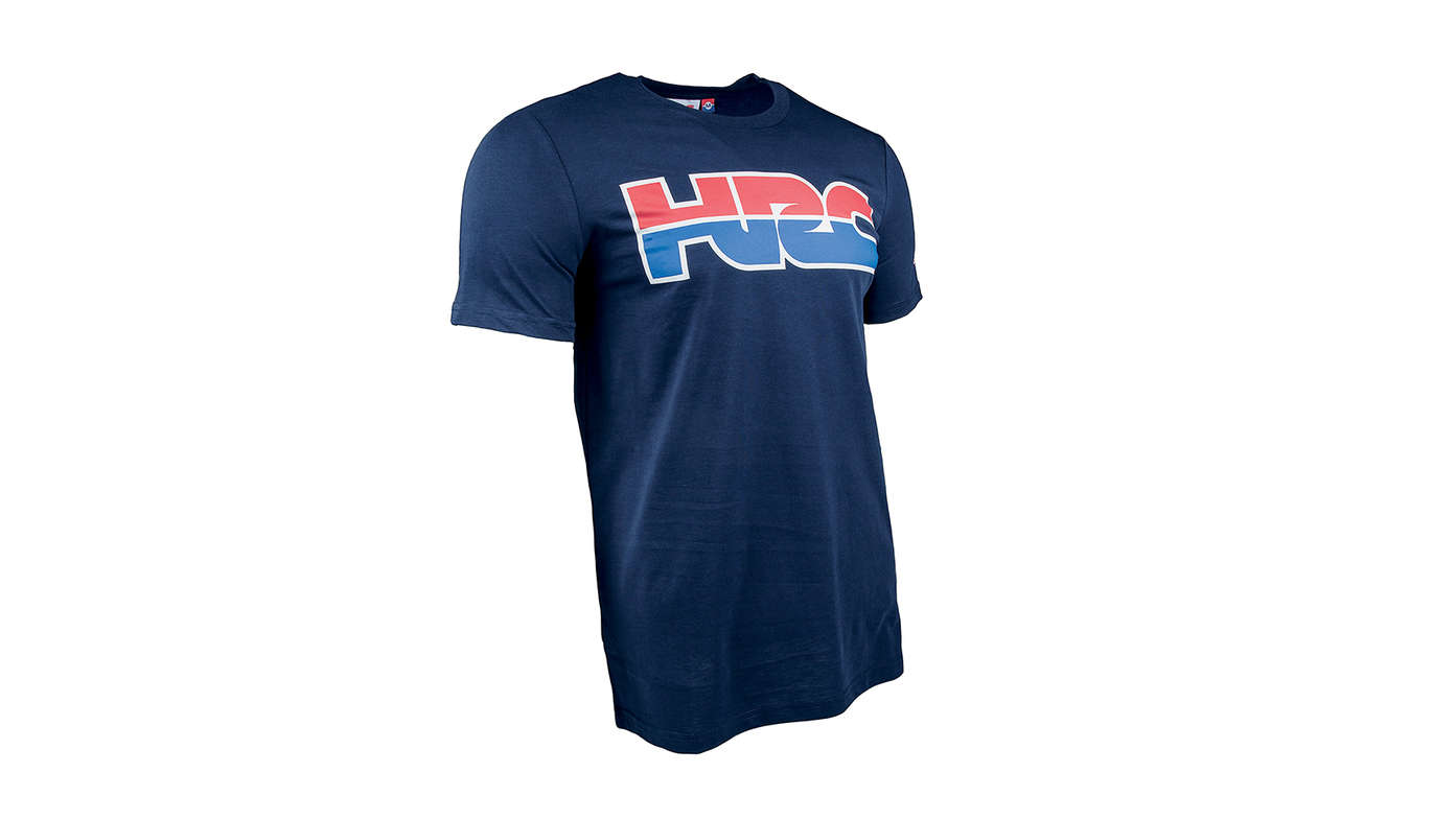 HRC-Renn-T-Shirt in Blau mit Honda Racing Corporation-Logo.