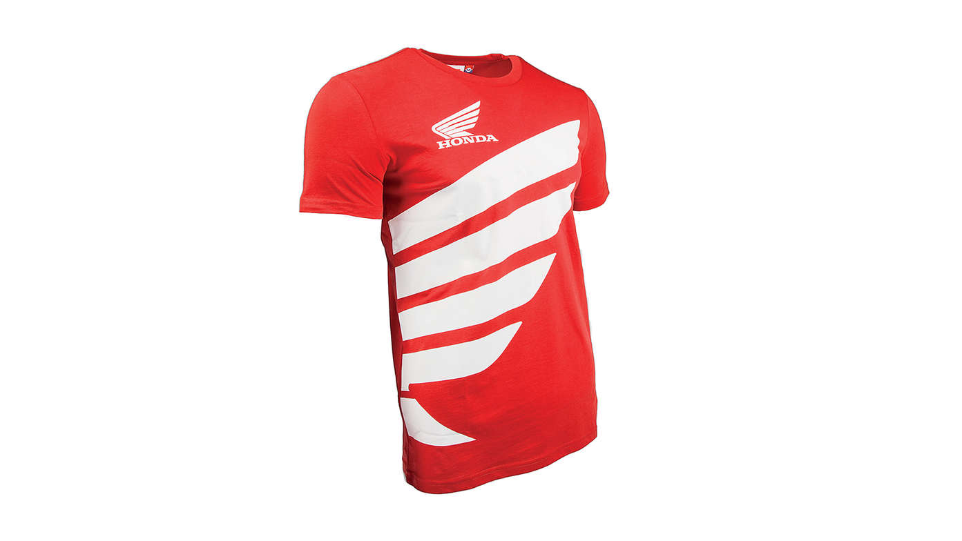 Honda HRC-T-Shirt in Rot mit Honda Wing-Logo.