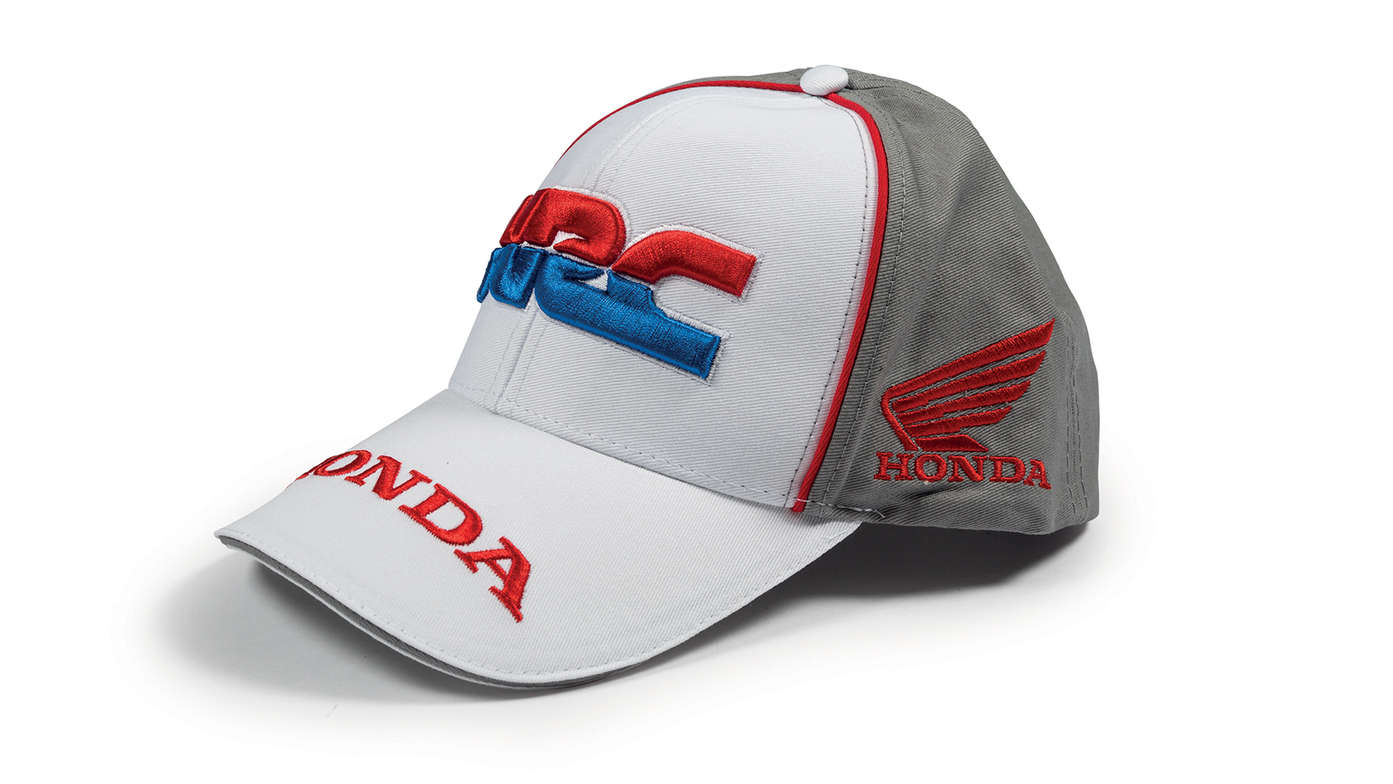 Baseballkappe mit Honda HRC-Teamdesign und Honda Racing Corporation-Logo.