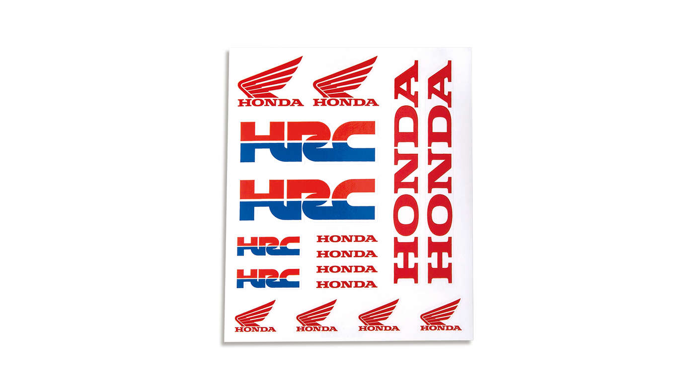 Honda HRC-Vinylaufkleber-Set mit Honda HRC-Rennteam- und Honda Wing-Logo.