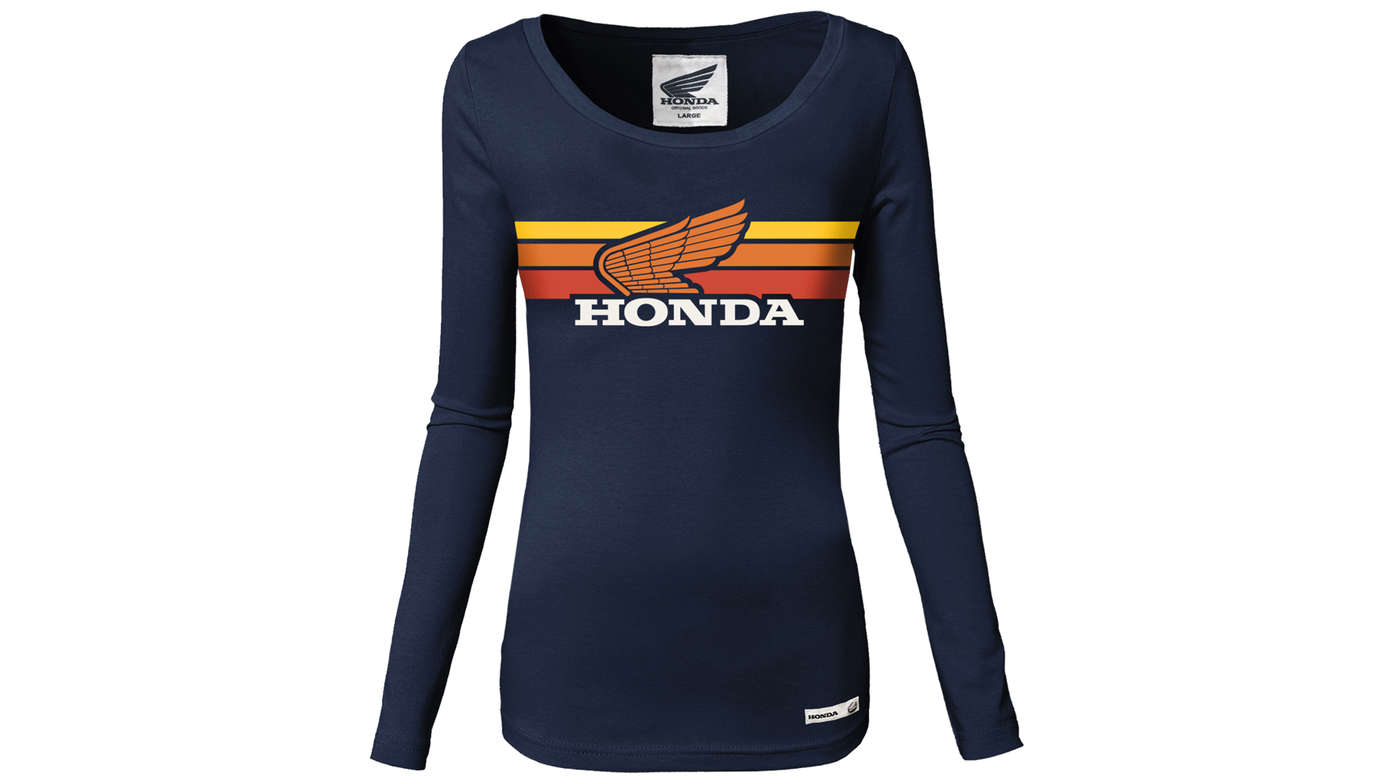 Honda Vintage-Longsleeve in Blau für Frauen. 