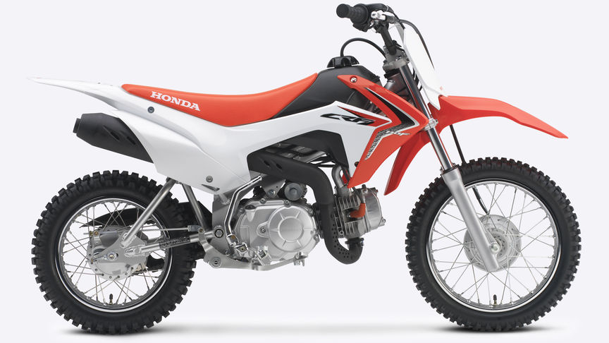 Seitenansicht einer roten CRF110F, nach rechts weisend