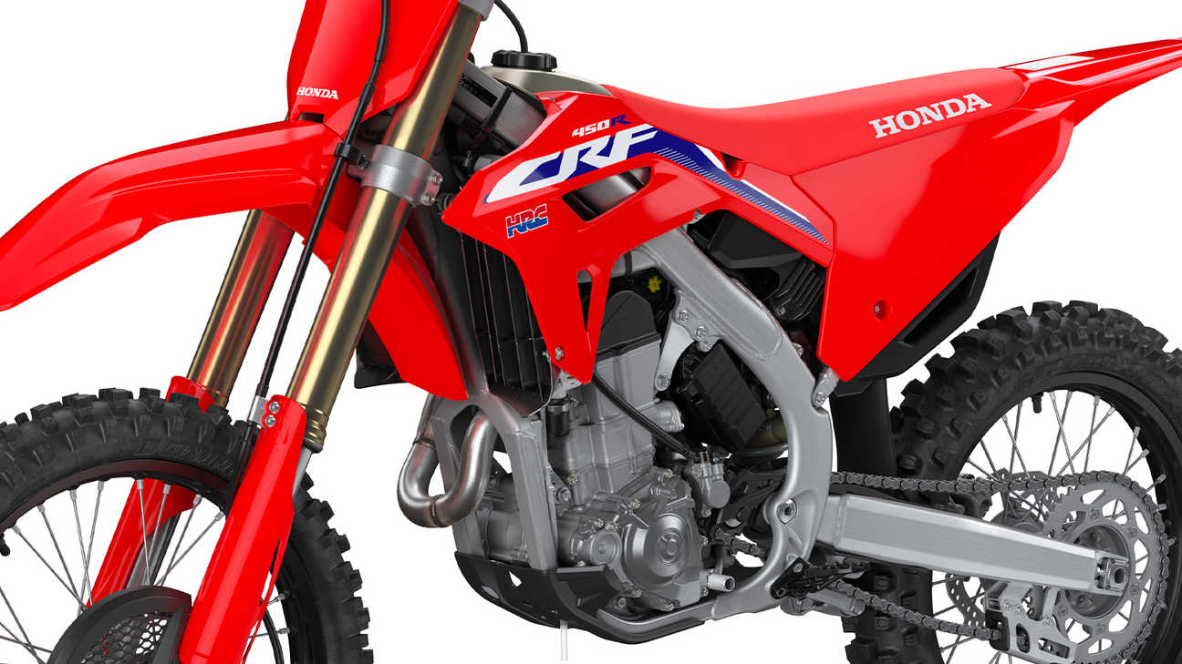 CRF450R, Studioaufnahme, 3/4-Seitenansicht, Fokus links