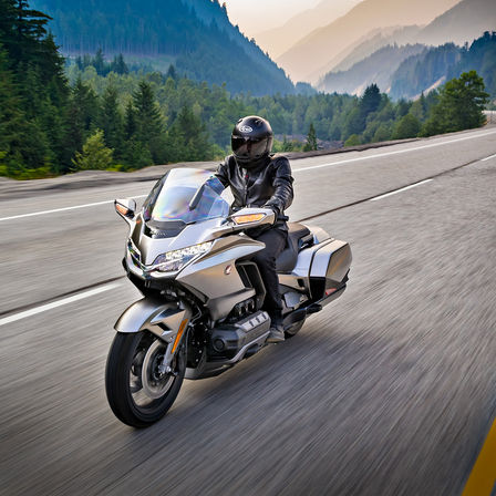 Seitenansicht einer Honda Gold Wing.