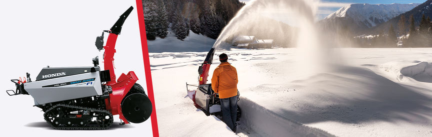 Left: Front three quarter, left facing Snowfighter. Right: Snowfighter, being used by model, mountain location.