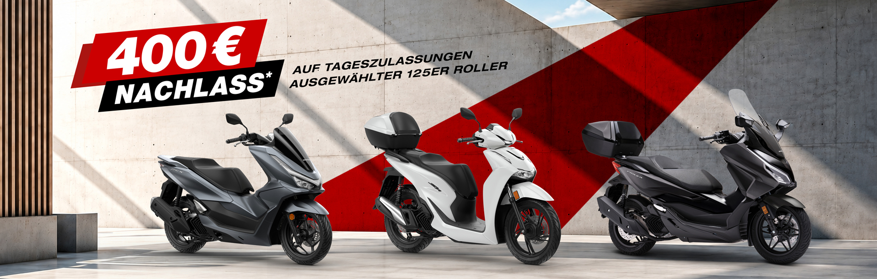 Werbebanner für Honda-Motorräder 400 Euro Rabatt für 125er Modelle