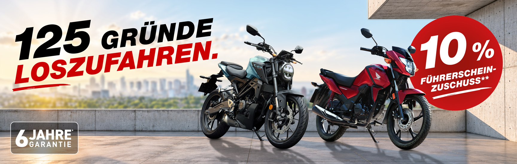 Werbebanner für Honda-Motorräder Führerscheinzuschuss