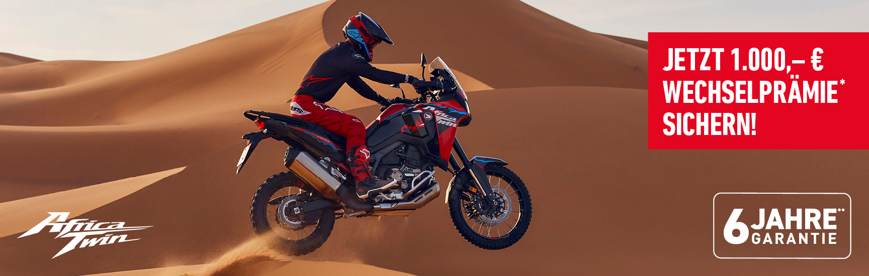 Werbebanner für Honda-Motorräder Angebot Wechselprämie Africa Twin