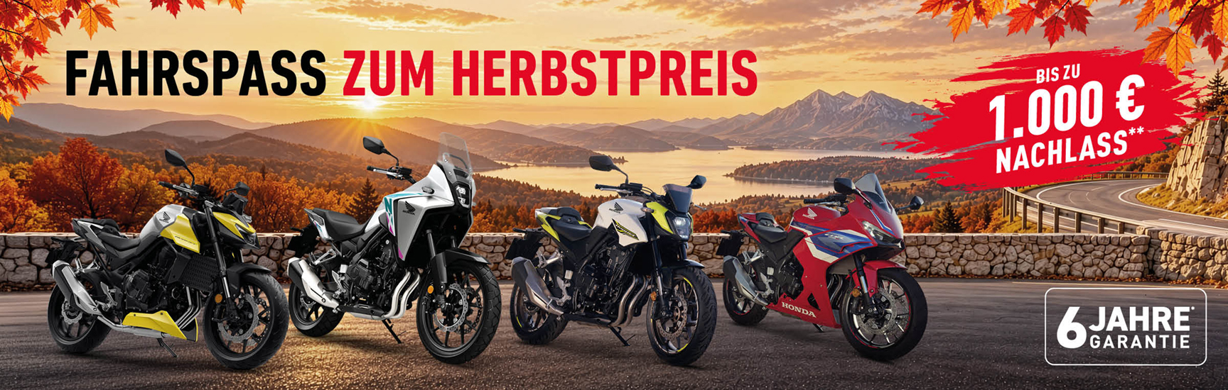 Werbebanner für Honda-Motorräder Angebot Herbstaktion